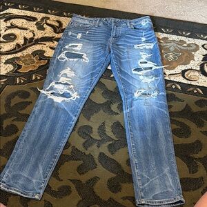 Distressed Blue Ripped Jeans